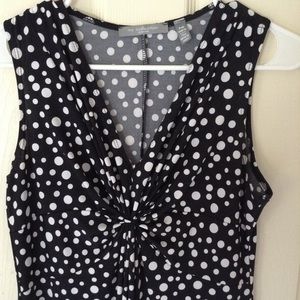 NY Collection Black and White Polka Dot